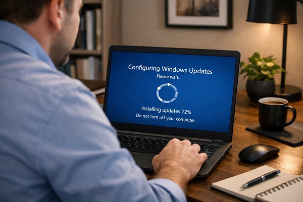Working on laptop fixing windows